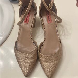 Betsey Johnson Glittery Gold Heels